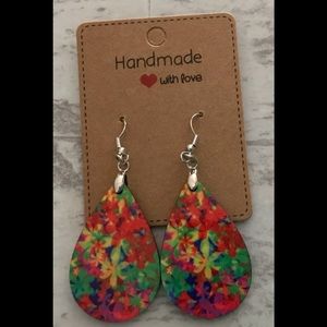 Handmade sublimation teardrop earrings colorful flowers